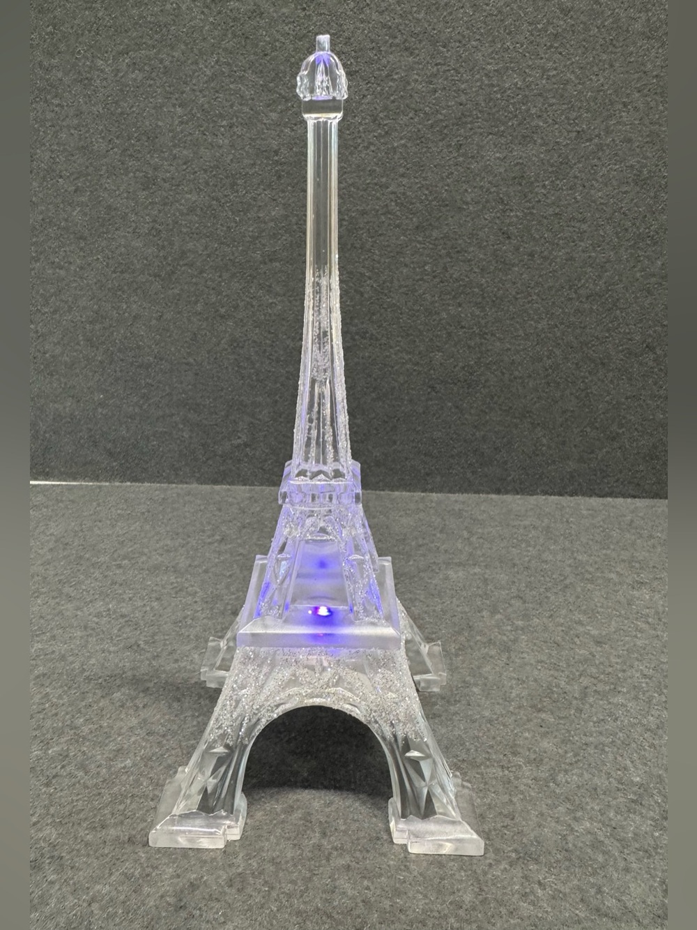 Eiffel Tower Acrylic Plastic Christmas Figurine LED Light Changing Colors